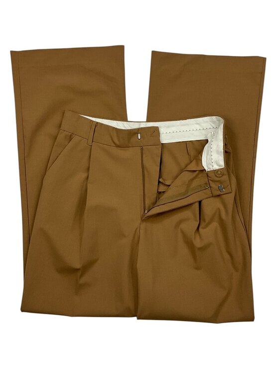 Zara Pleated Front Wide Leg Trouser Pants S Tan High Rise - Picture 3 of 13